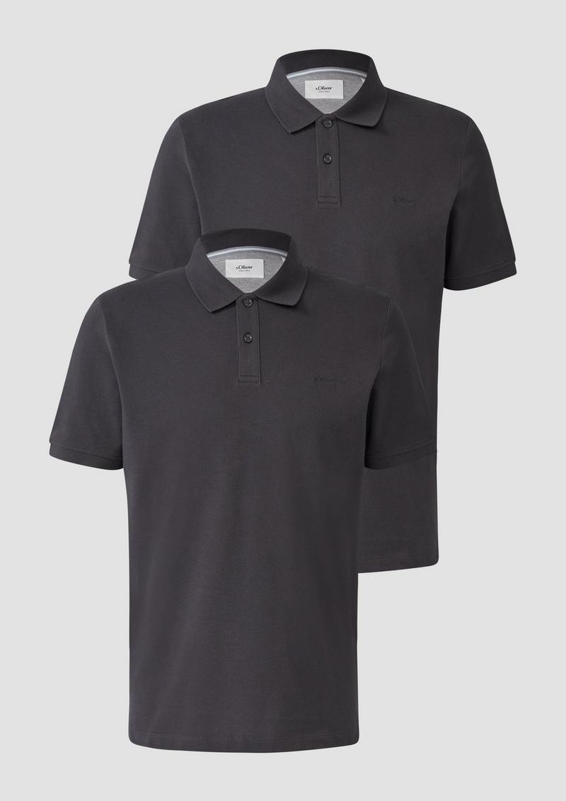s.Oliver Poloshirt aus Piqué mit Logo im Doppelpack - schiefergrau