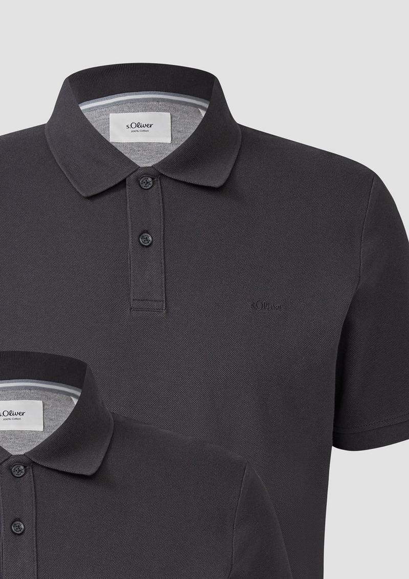 s.Oliver Poloshirt aus Piqué mit Logo im Doppelpack - schiefergrau