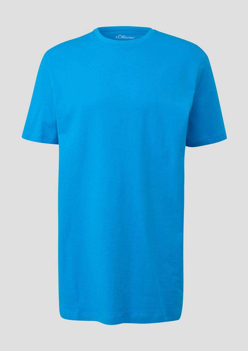 s.Oliver T-Shirt mit kleinem Logo-Print - azurblau