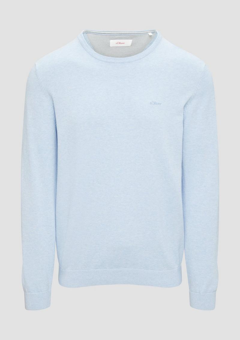 s.Oliver Strickpullover mit Logo-Stickerei - hellblau