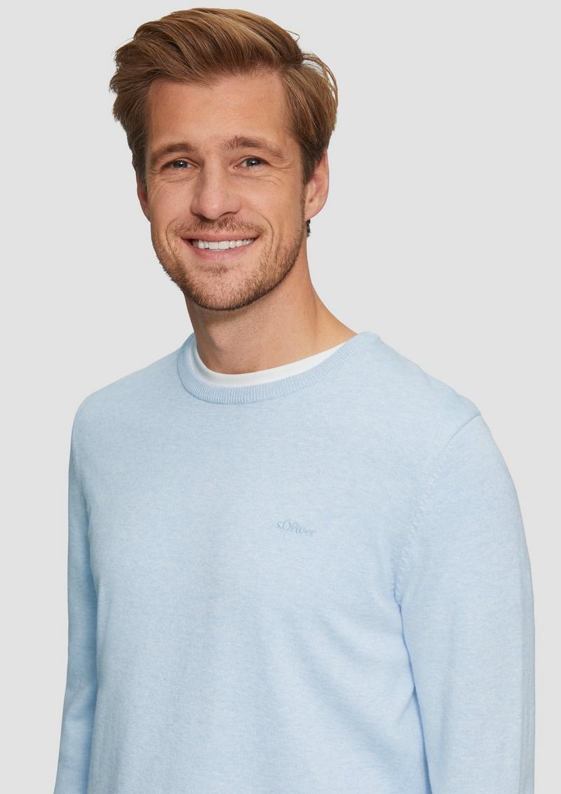s.Oliver Strickpullover mit Logo-Stickerei - hellblau