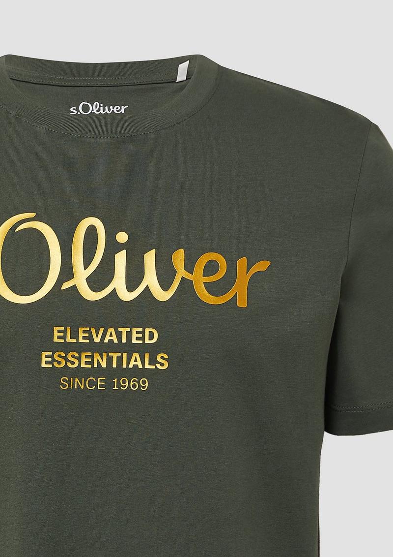 s.Oliver T-Shirt mit Logo-Print - olivgrün