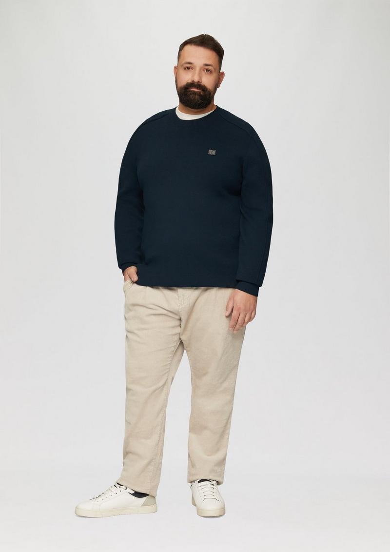 s.Oliver Strickpullover mit Nahtdetails und Logo - navy