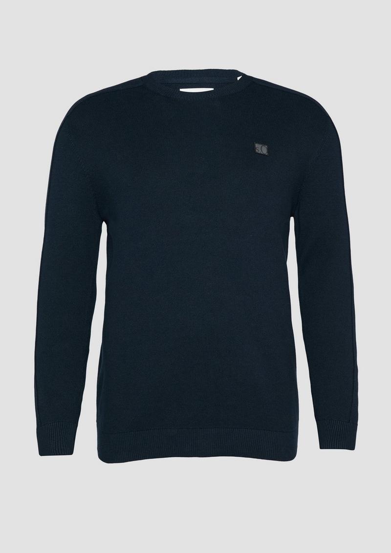 s.Oliver Strickpullover mit Nahtdetails und Logo - navy