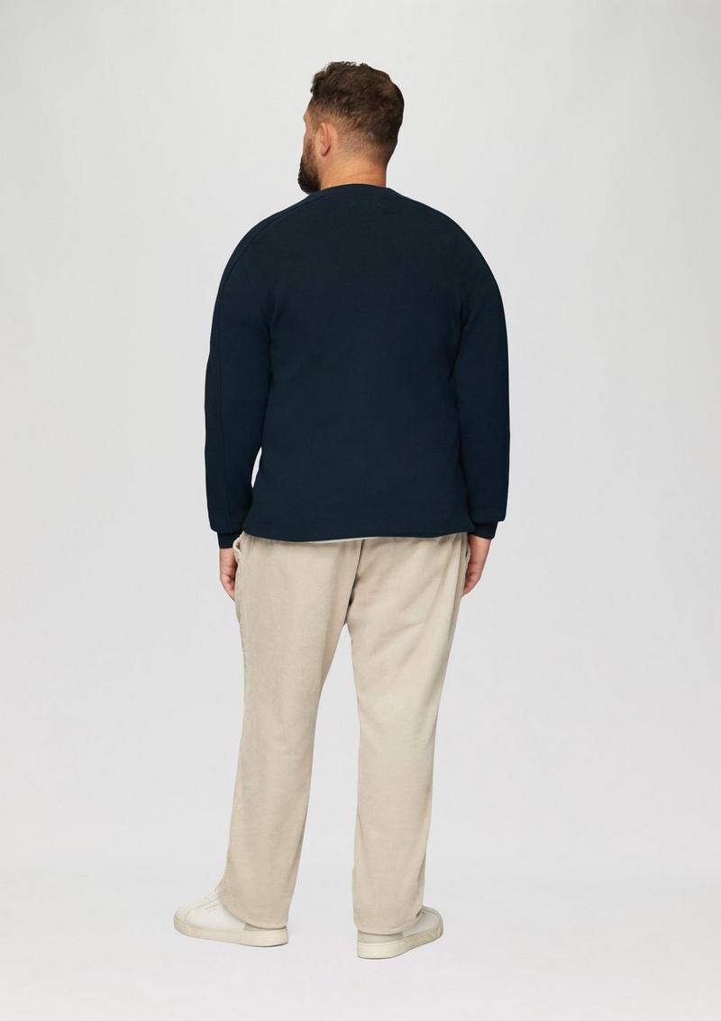 s.Oliver Strickpullover mit Nahtdetails und Logo - navy