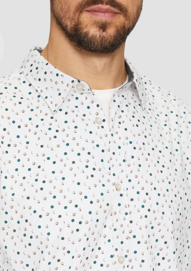 s.Oliver Slim Fit: Gemustertes Popeline-Hemd mit Kentkragen - weiß