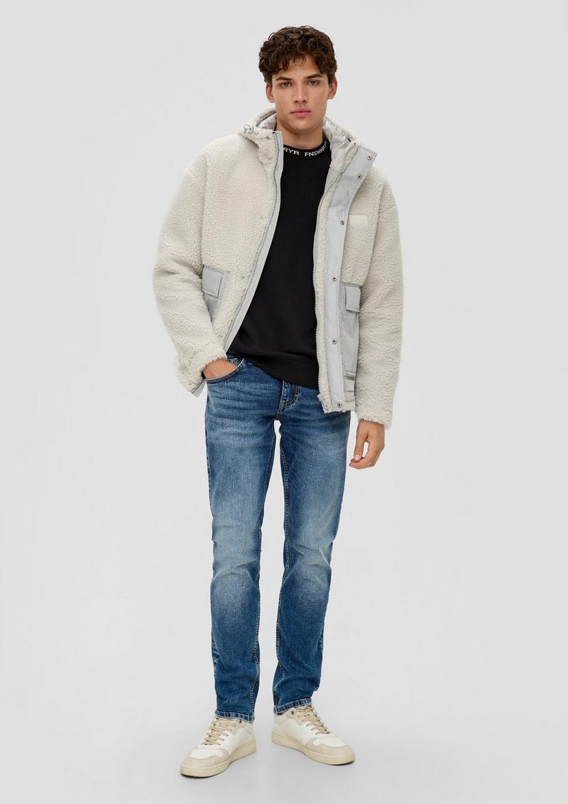 s.Oliver Sweatshirt mit Jacquard-Blende - schwarz