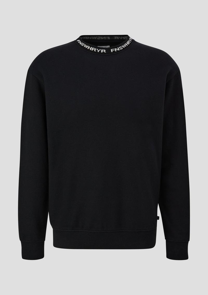 s.Oliver Sweatshirt mit Jacquard-Blende - schwarz