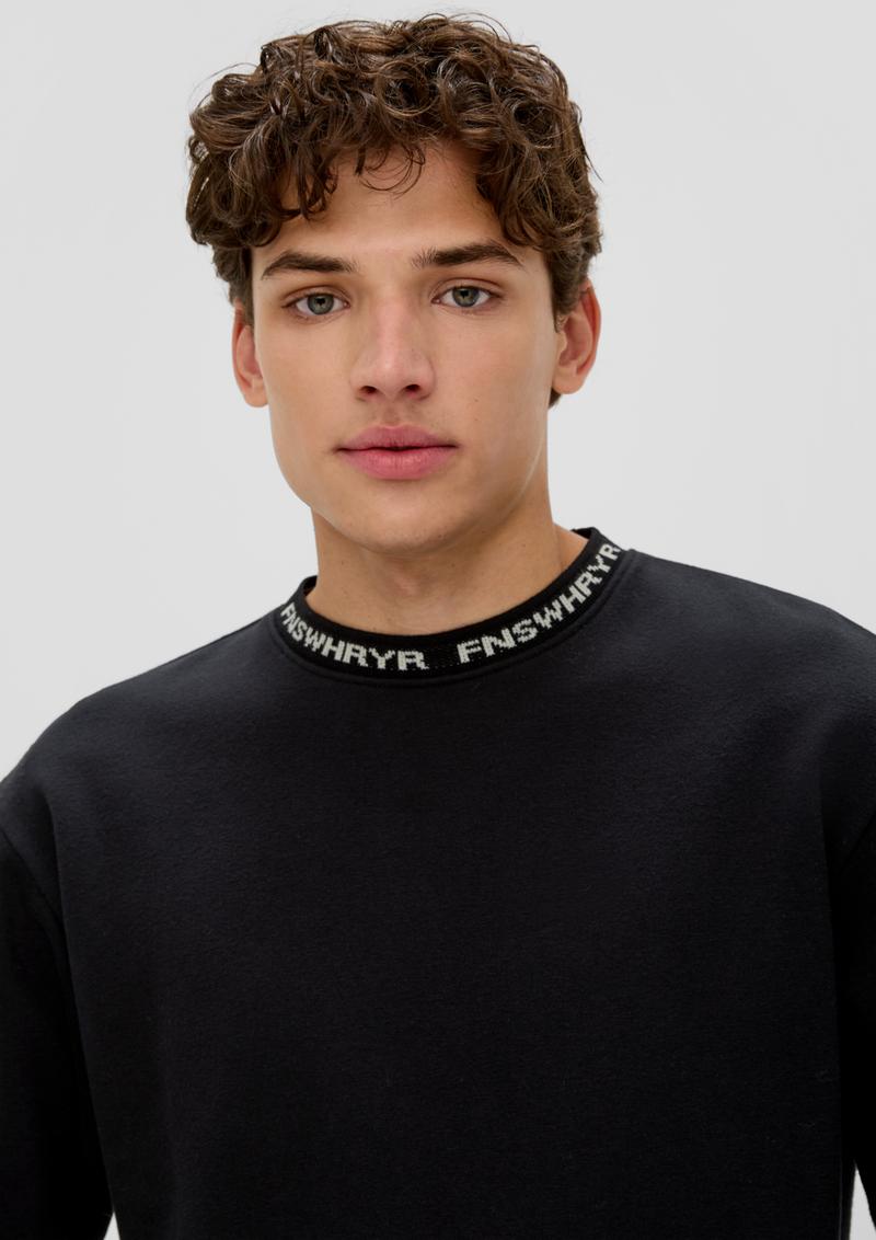 s.Oliver Sweatshirt mit Jacquard-Blende - schwarz