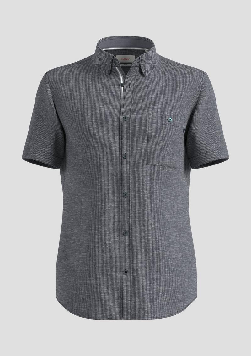 s.Oliver Slim: Kurzarmhemd mit Kentkragen - navy