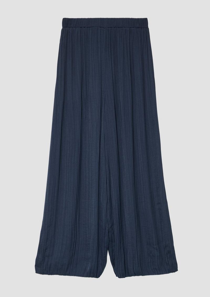 s.Oliver Plissierte Wide-Leg-Hose mit hohem Bund - navy
