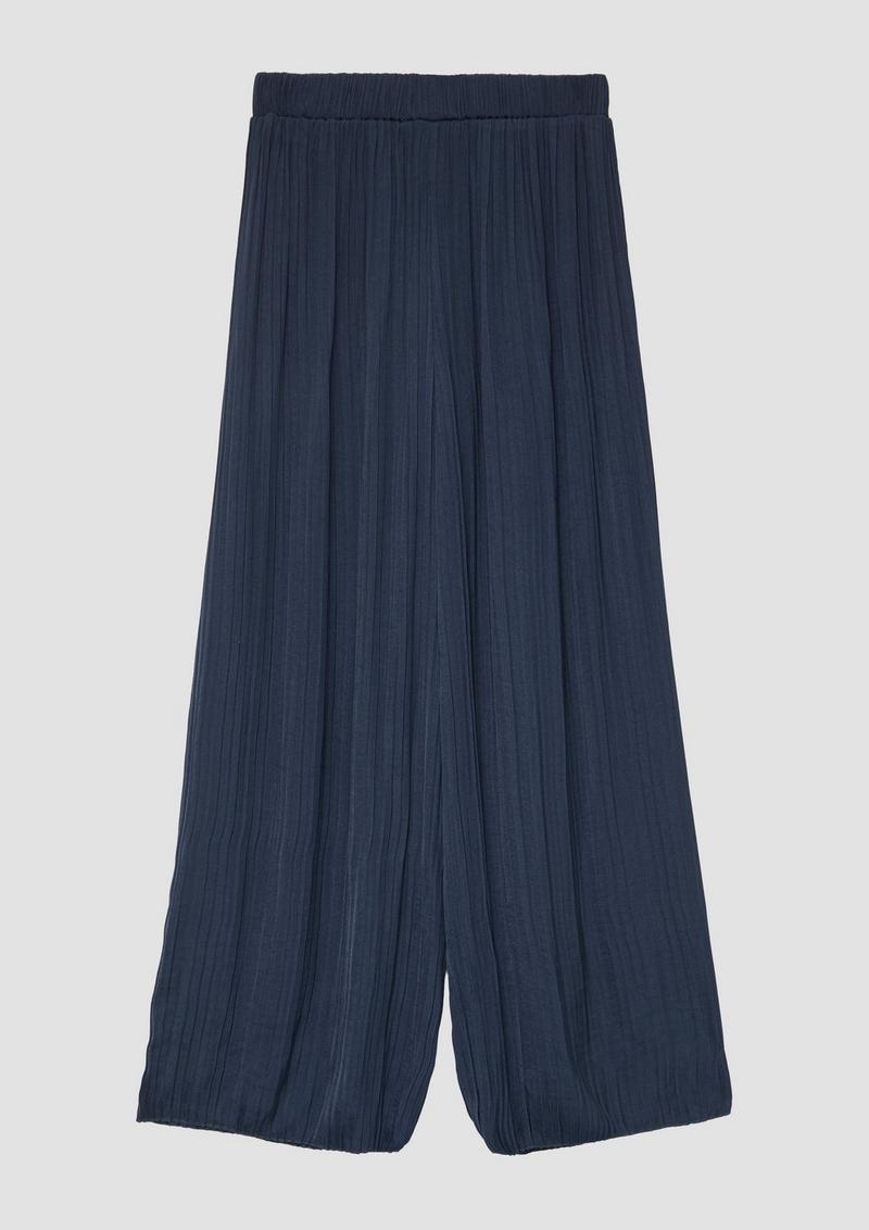 s.Oliver Plissierte Wide-Leg-Hose mit hohem Bund - navy