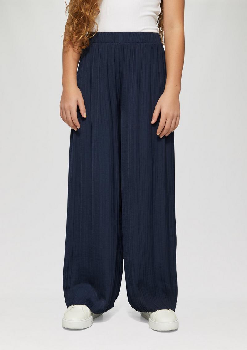 s.Oliver Plissierte Wide-Leg-Hose mit hohem Bund - navy