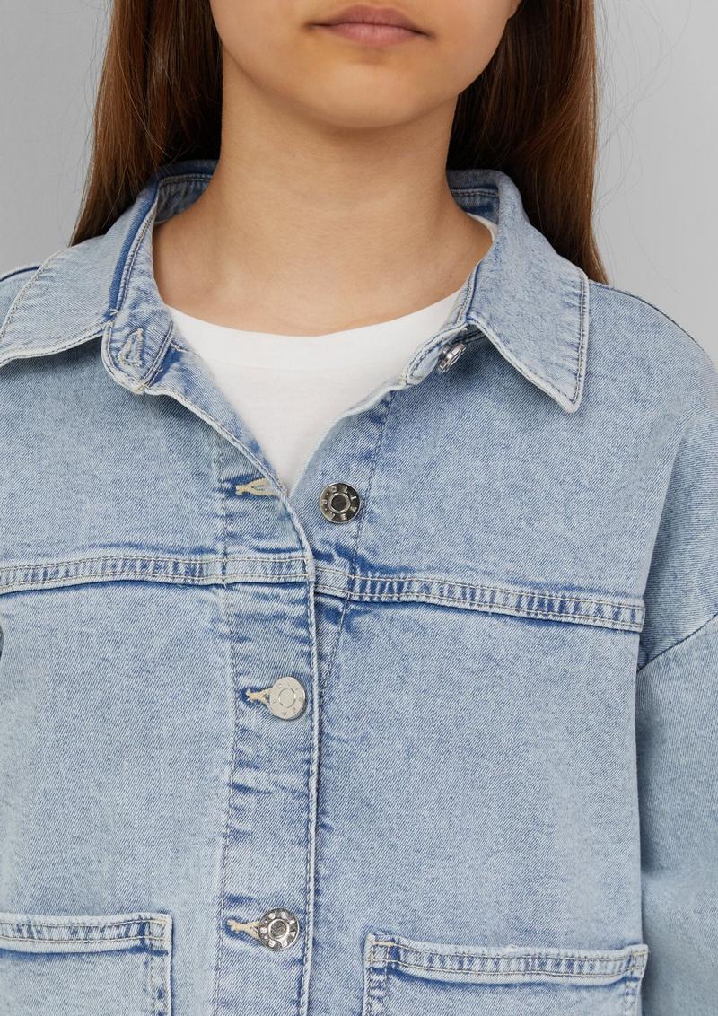 s.Oliver Oversized Jeansjacke mit Used-Effekt - blau