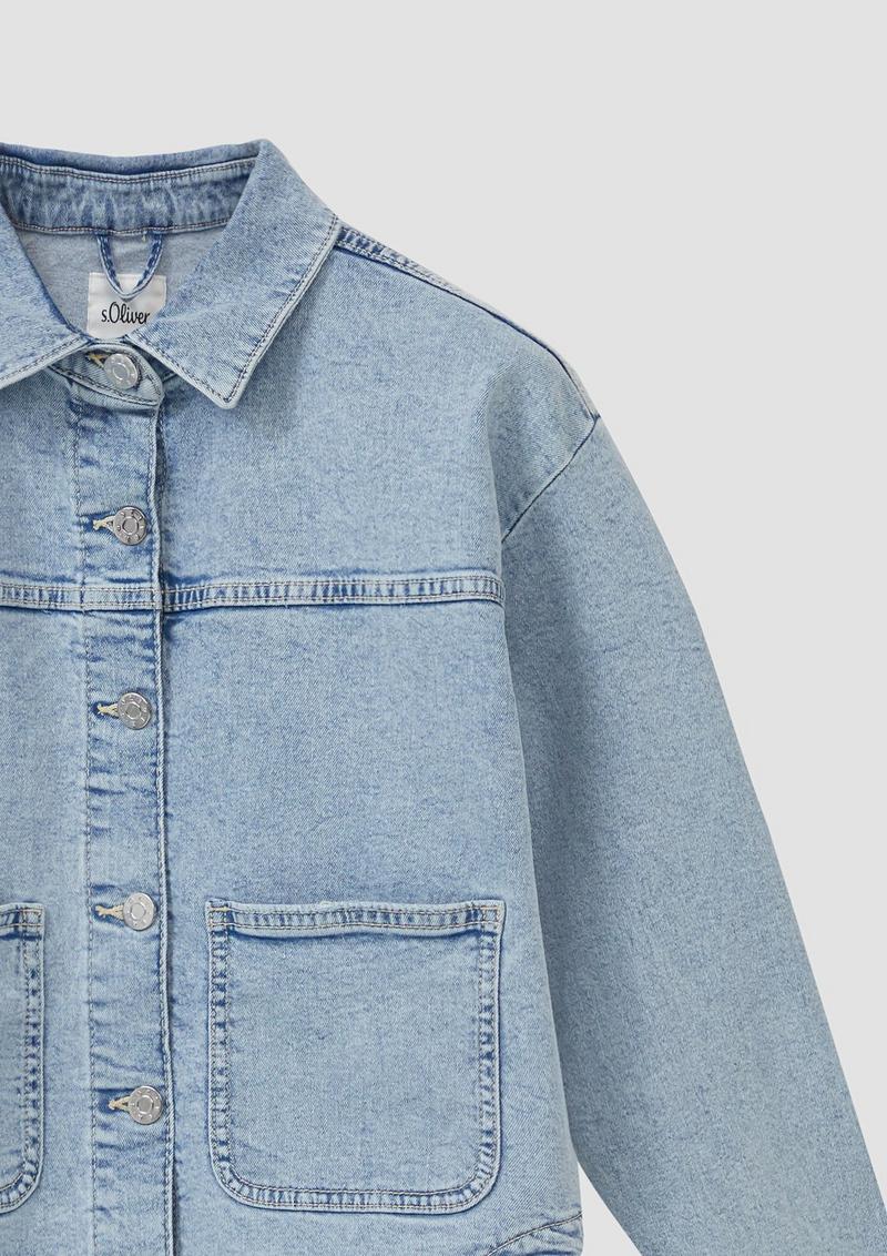 s.Oliver Oversized Jeansjacke mit Used-Effekt - blau