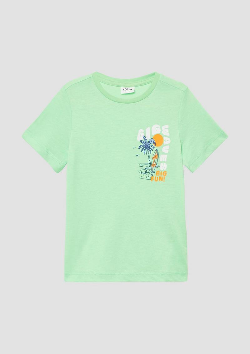 s.Oliver Jersey-T-Shirt mit Frontprint - hellgrün