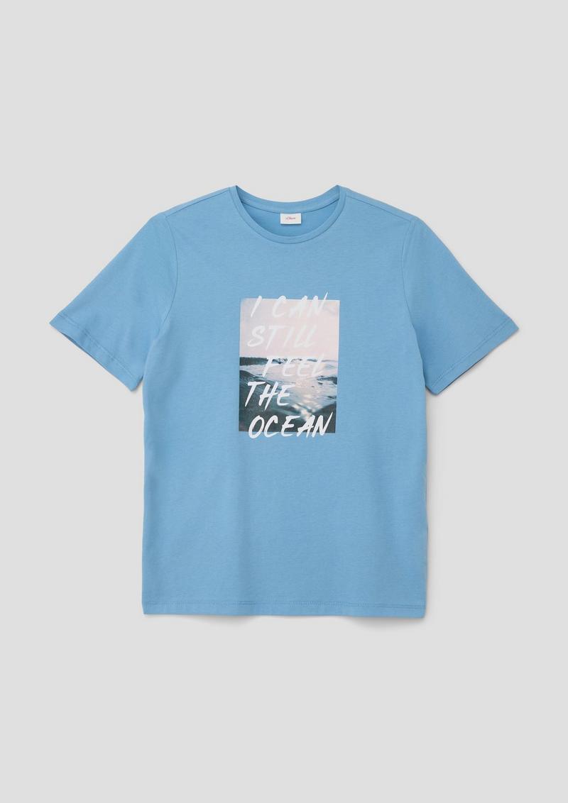 s.Oliver T-Shirt mit Frontprint - hellblau