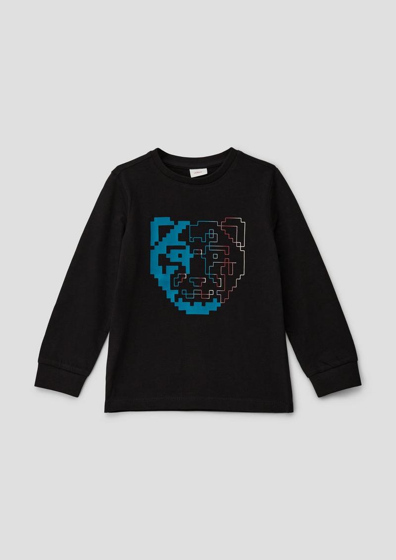 s.Oliver Longsleeve mit Grafikprint - schwarz
