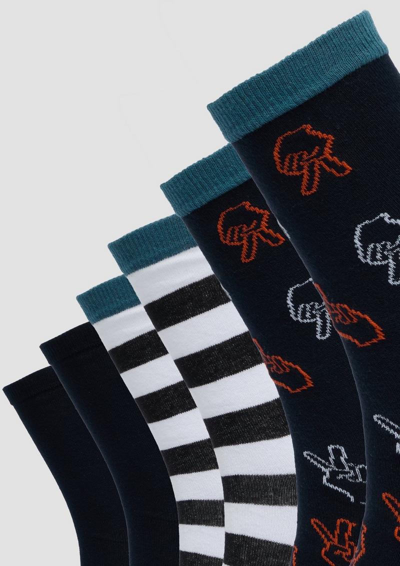 s.Oliver Gemusterte Langschaftsocken im 6er-Pack - weiß
