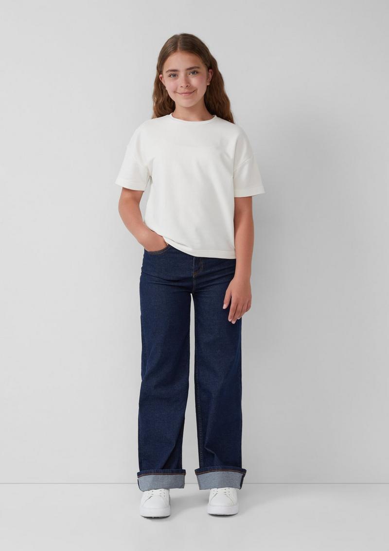 s.Oliver Boxy-T-Shirt aus Sweatware mit Print - creme