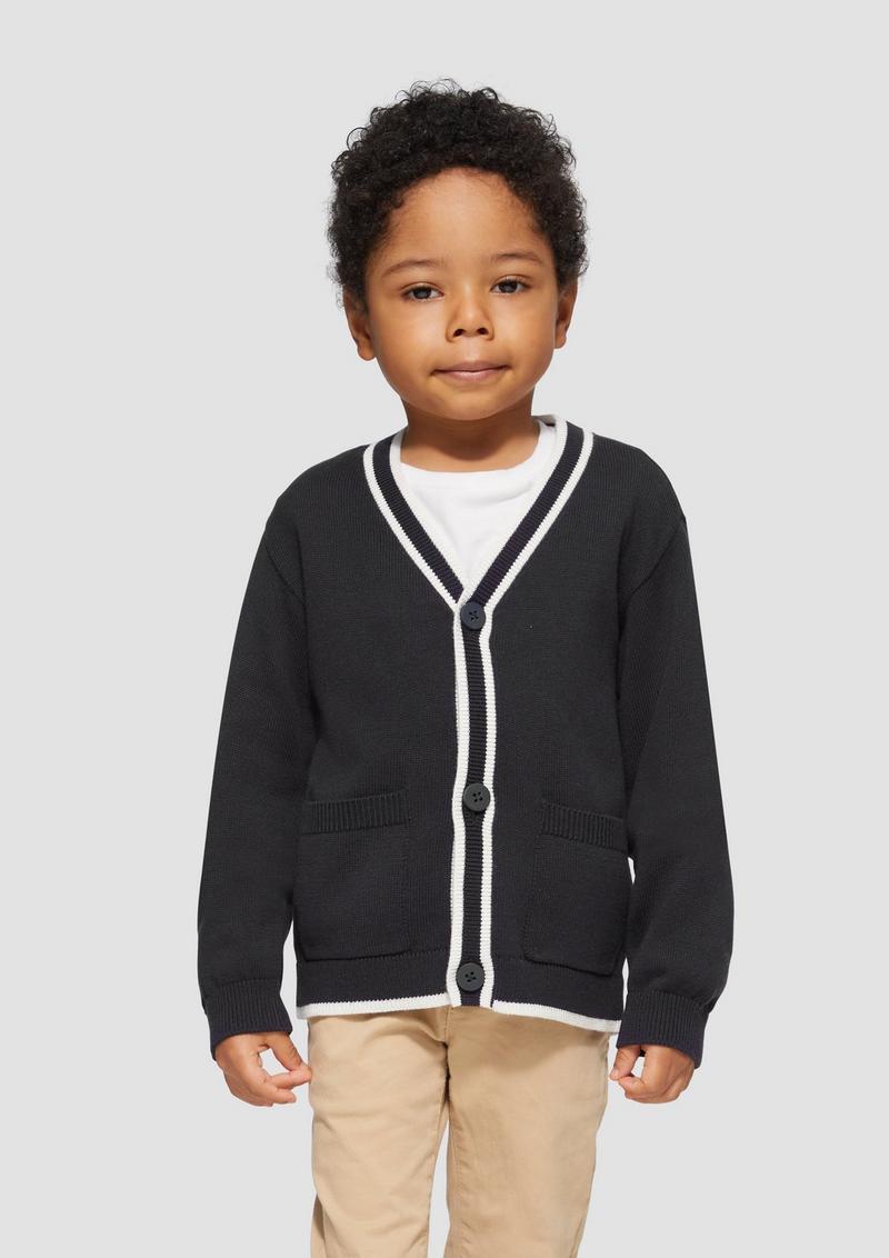 s.Oliver Cardigan mit Kontraststreifen und aufgesetzten Taschen - navy