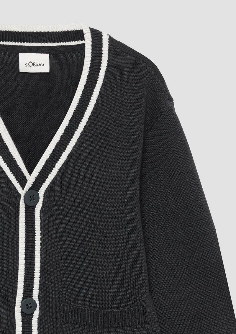s.Oliver Cardigan mit Kontraststreifen und aufgesetzten Taschen - navy