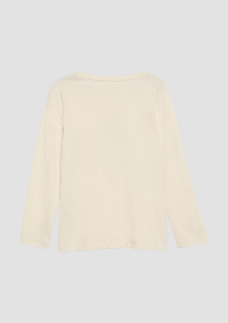 s.Oliver Langarmshirt mit Glitter-Print - helles sand