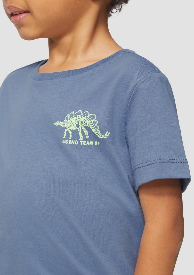 s.Oliver T-Shirt mit kleinem Brustprint - blassblau
