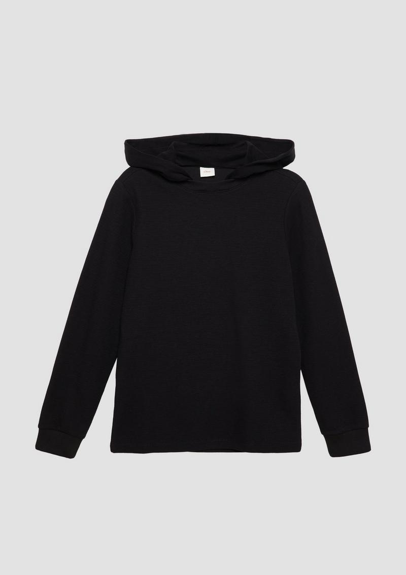 s.Oliver Kapuzenpullover mit Rippstruktur - schwarz