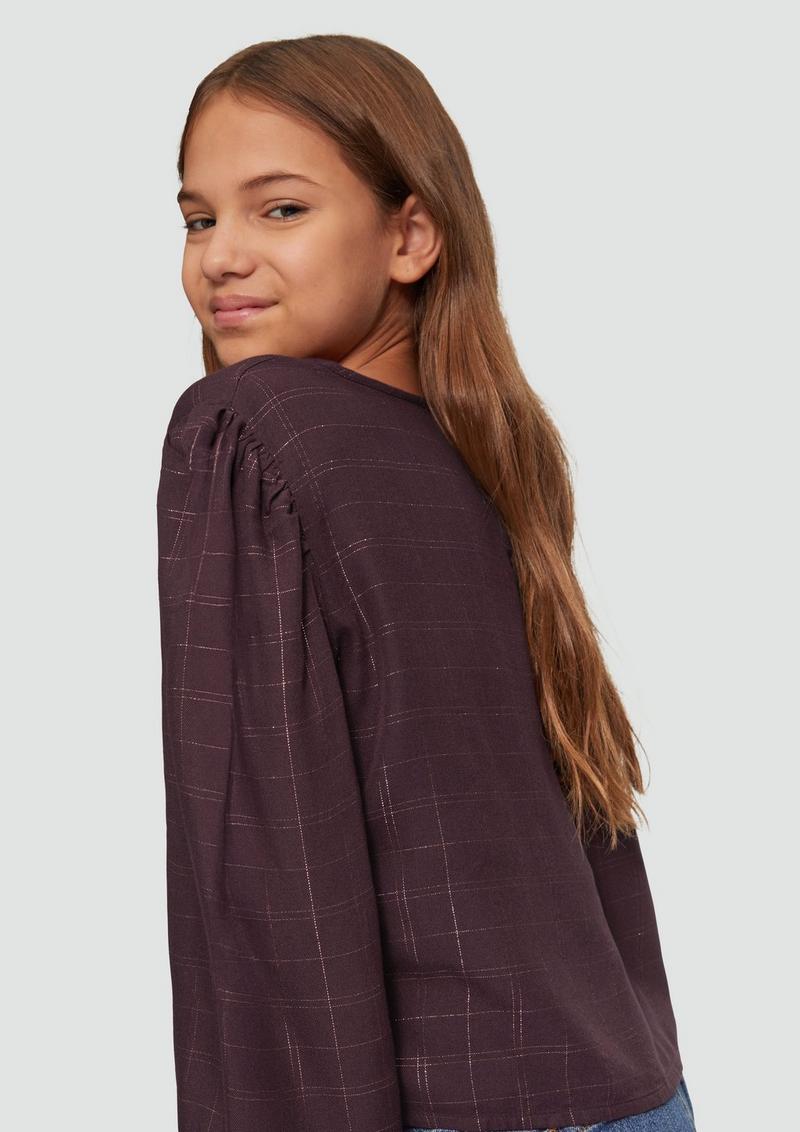 s.Oliver Verkürzte Bluse im A-Shape mit Puff-Ärmeln - lila