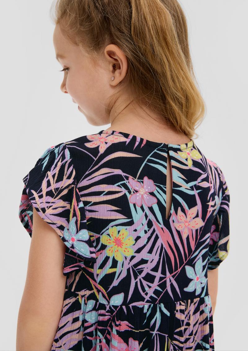 s.Oliver Kleid in Crinkle-Optik - navy