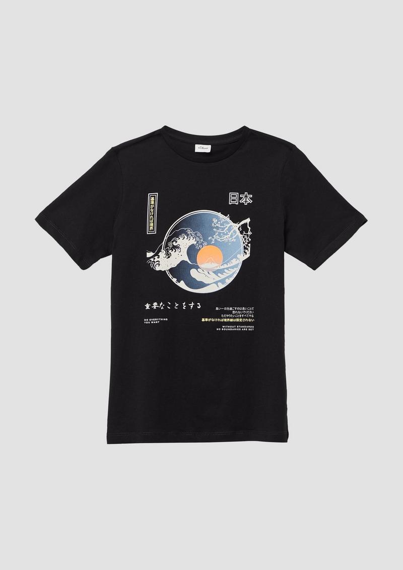 s.Oliver T-Shirt mit Frontprint - schwarz