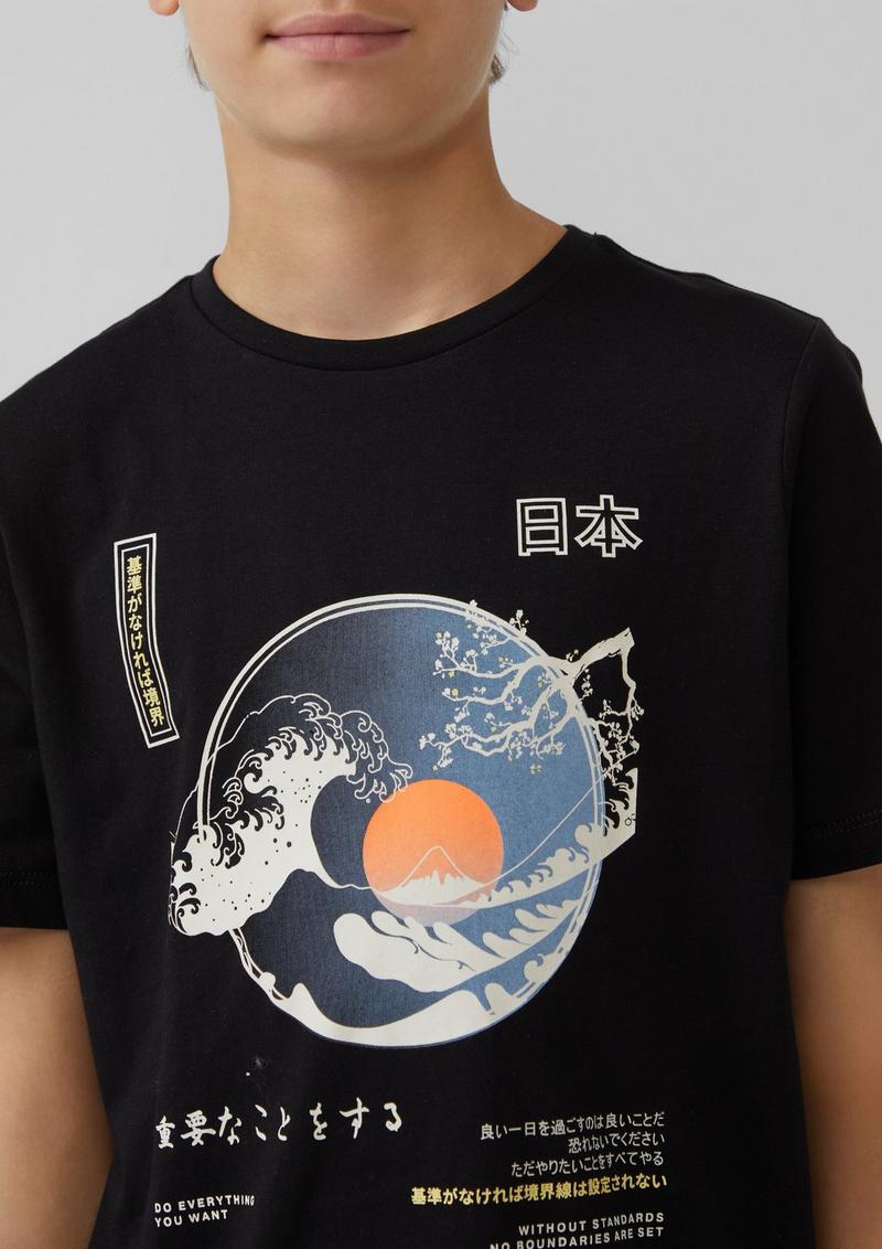 s.Oliver T-Shirt mit Frontprint - schwarz