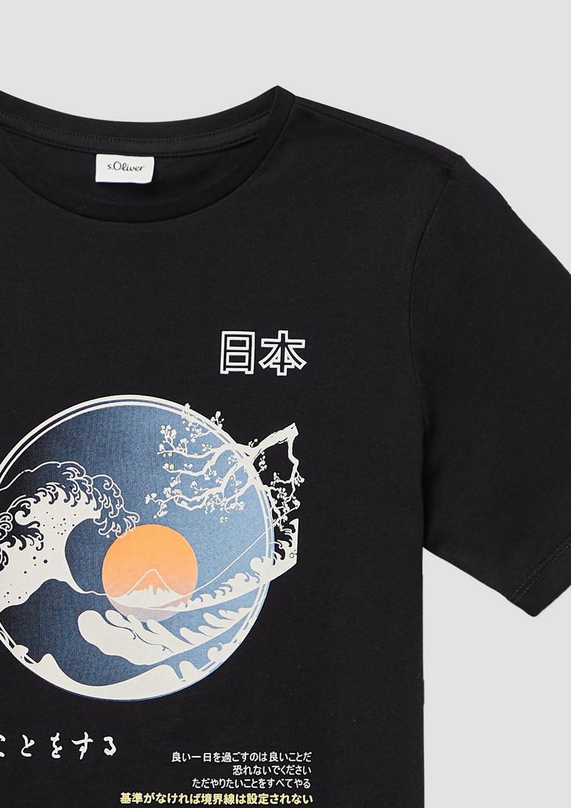 s.Oliver T-Shirt mit Frontprint - schwarz