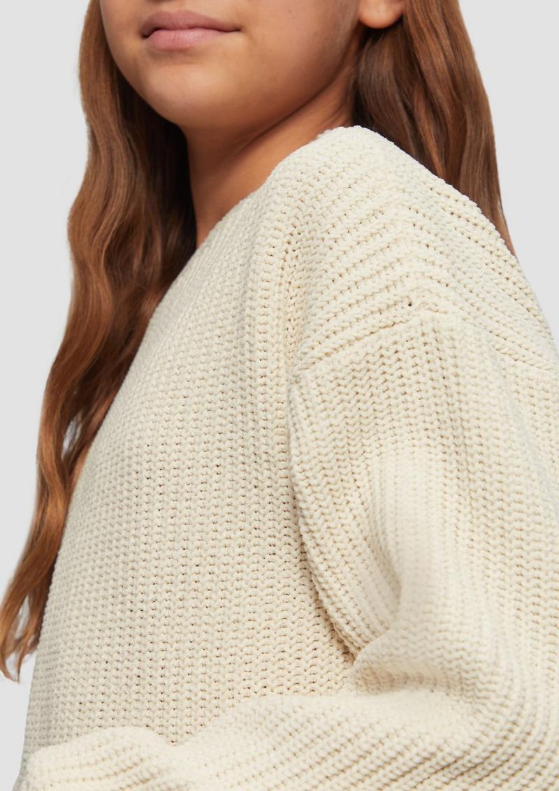 s.Oliver Strickpullover aus Chenille-Garn - helles sand