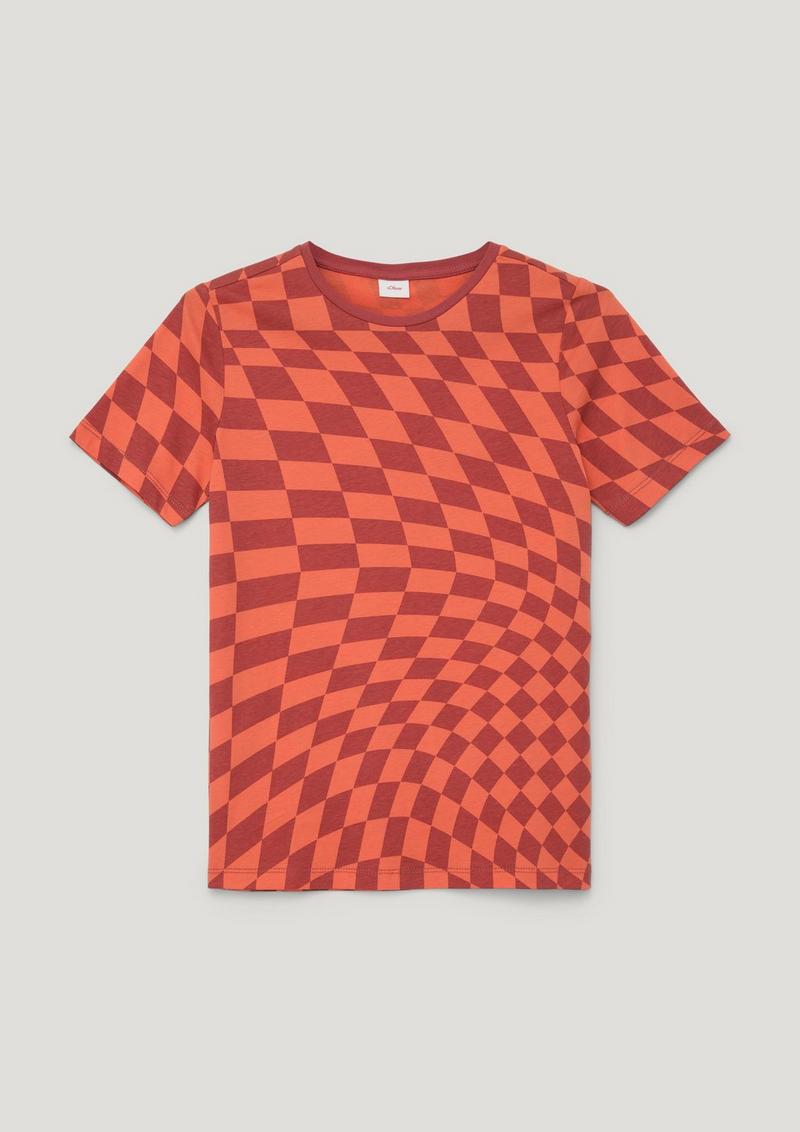 s.Oliver Jerseyshirt mit Allover-Print - orange