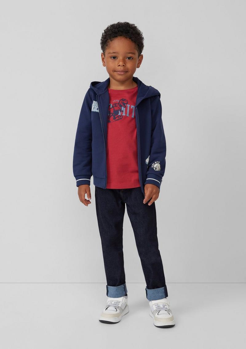 s.Oliver Baumwoll-Longsleeve mit Frontprint - korallrot
