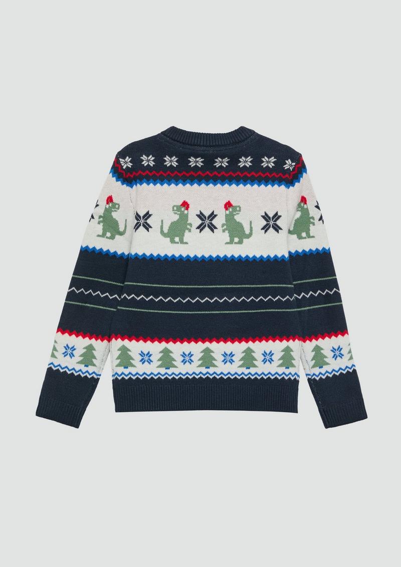 s.Oliver Jacquard-Strickpullover mit Weihnachtsmotiv - navy