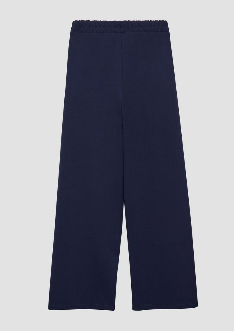s.Oliver Wide Leg-Hose aus Interlockjersey mit Elastikbund - tiefblau