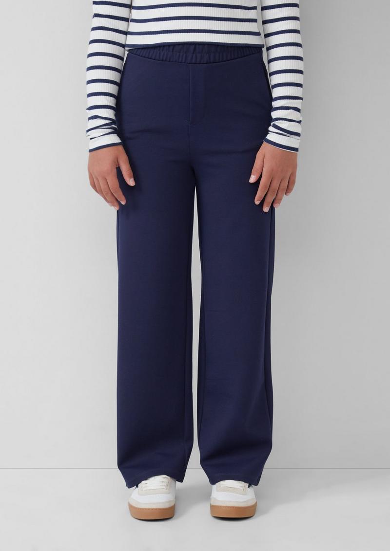s.Oliver Wide Leg-Hose aus Interlockjersey mit Elastikbund - tiefblau