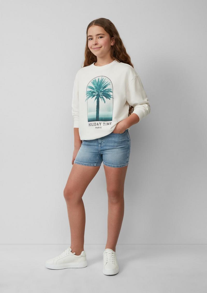 s.Oliver Oversize-Sweatshirt mit Frontprint - creme
