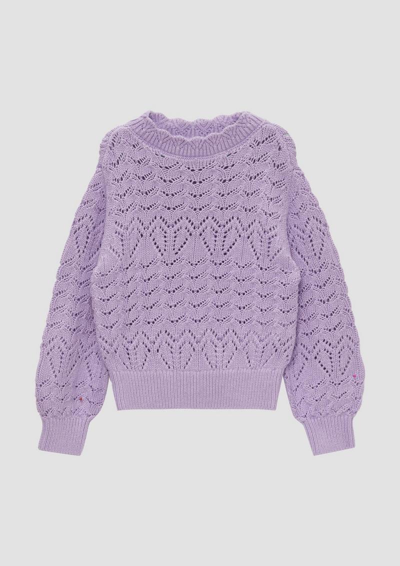 s.Oliver Loose-Fit-Pullover mit Ajour-Muster - lavendel