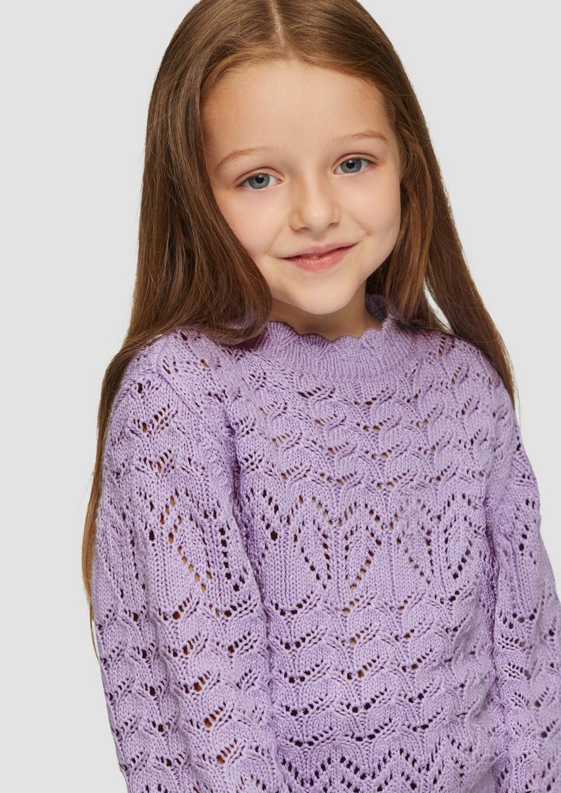 s.Oliver Loose-Fit-Pullover mit Ajour-Muster - lavendel