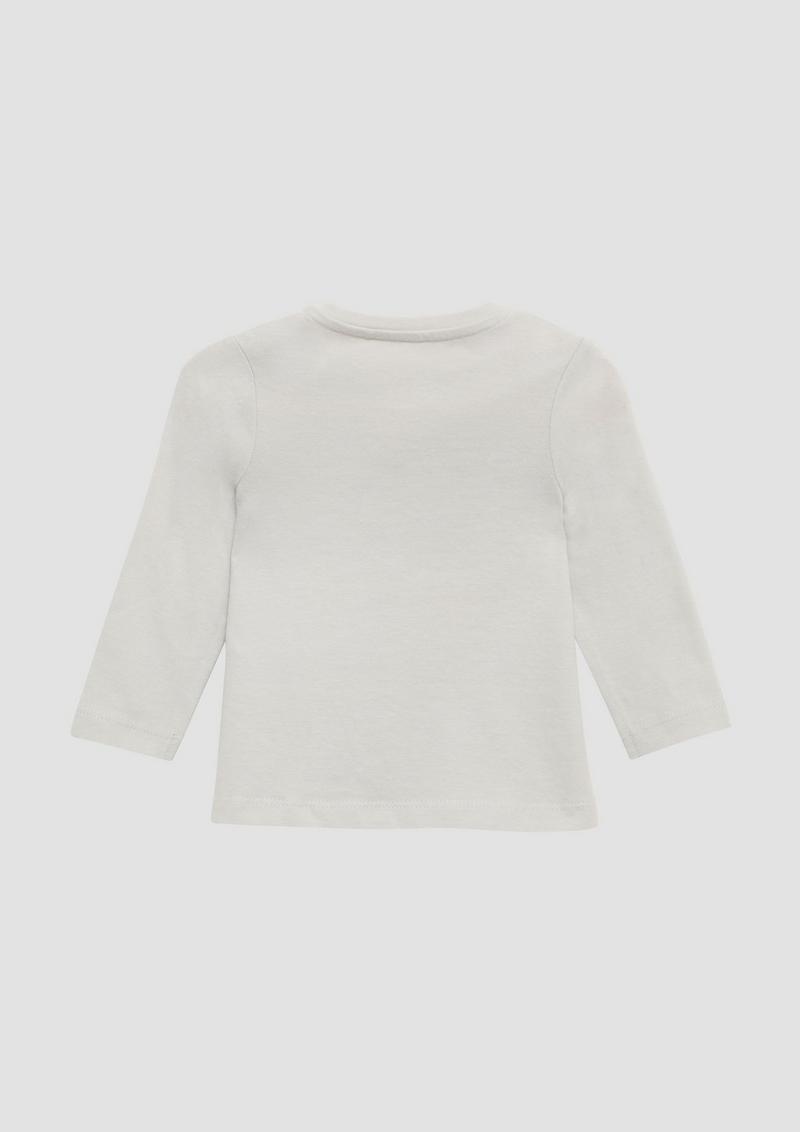 s.Oliver Langarmshirt mit Blume- und Glitzerapplikation - hellgrau