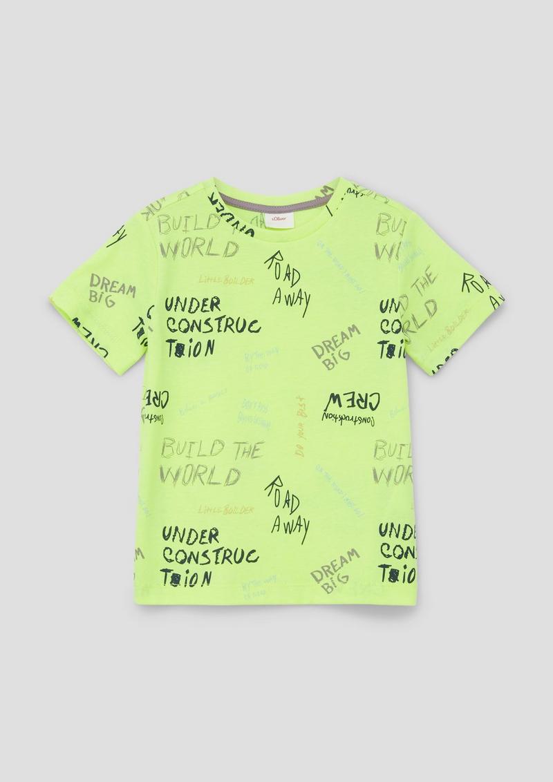 s.Oliver T-Shirt mit All-over-Print - limettengrün