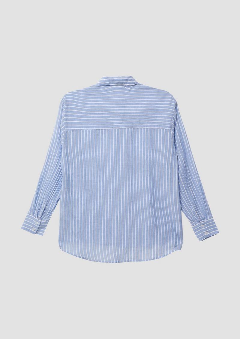 s.Oliver Leichtes Oversize-Baumwollhemd mit Streifen - hellblau