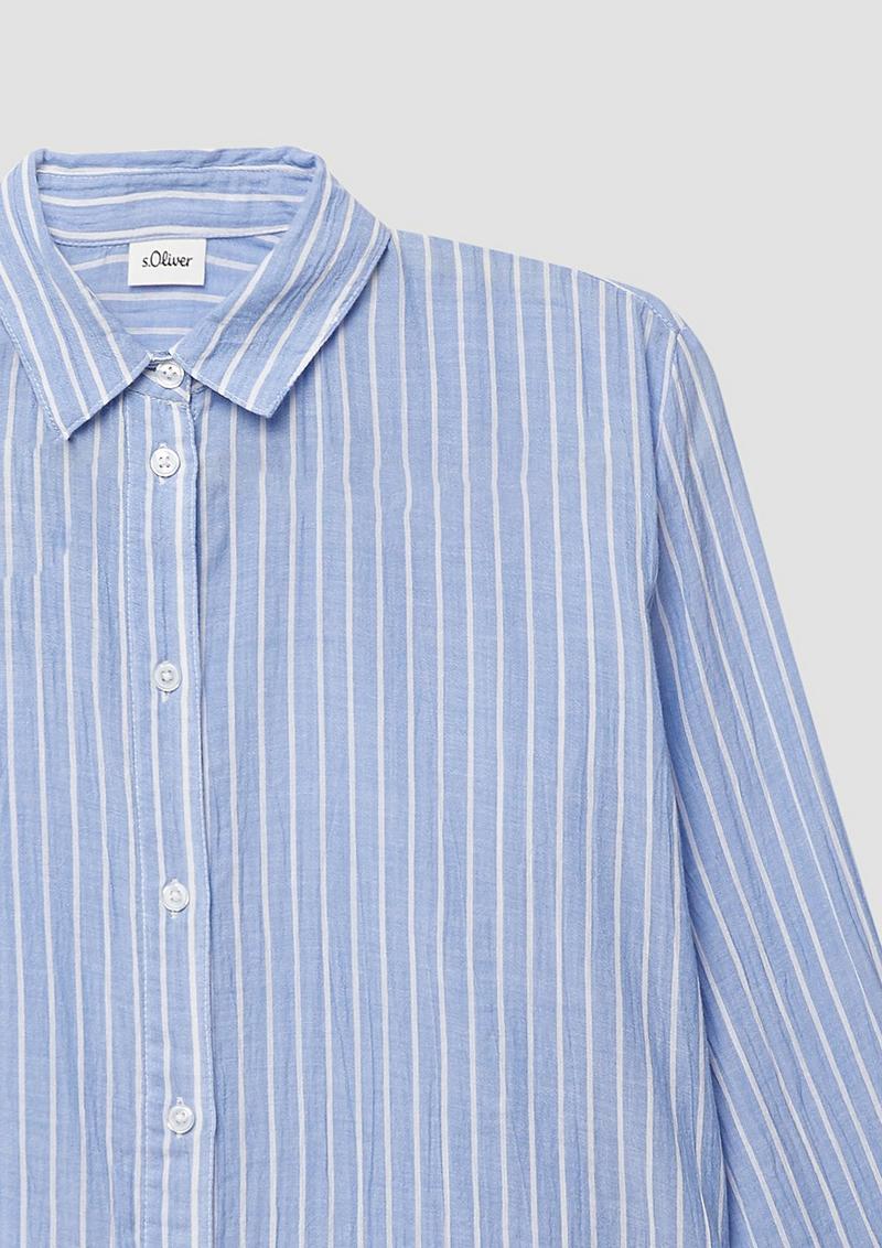 s.Oliver Leichtes Oversize-Baumwollhemd mit Streifen - hellblau