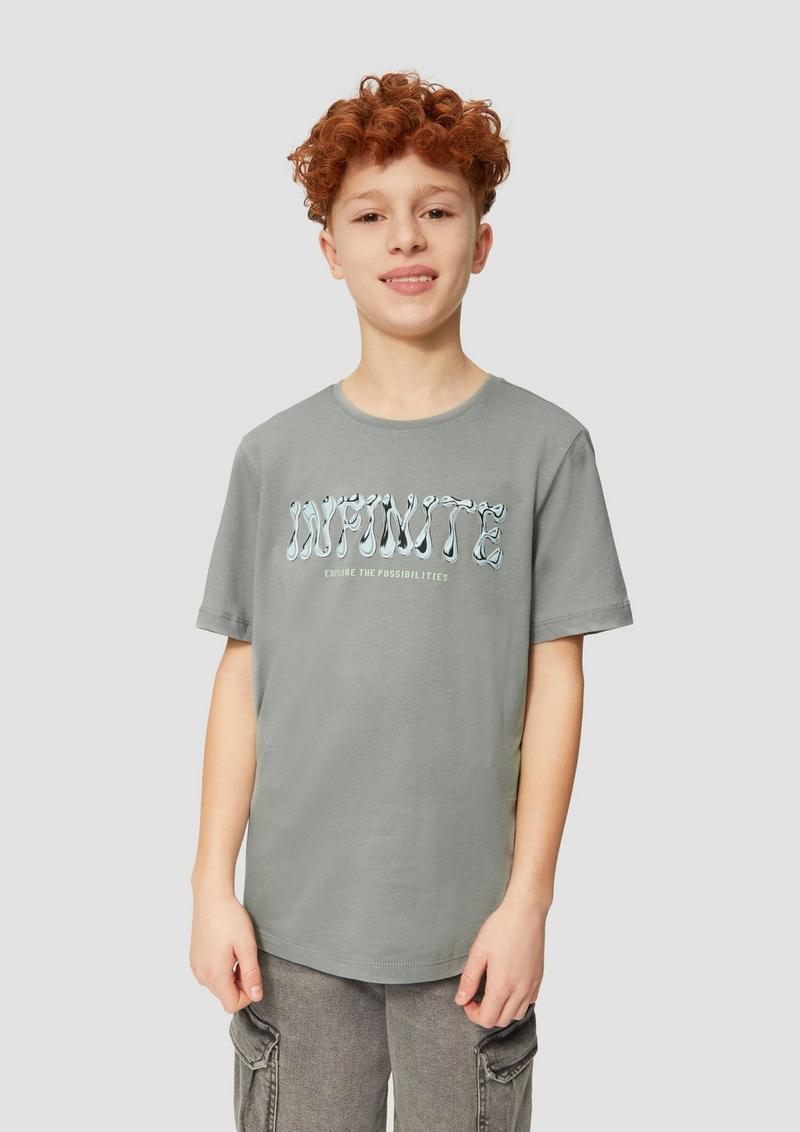 s.Oliver Jersey-T-Shirt mit 3D-Print - taubengrau
