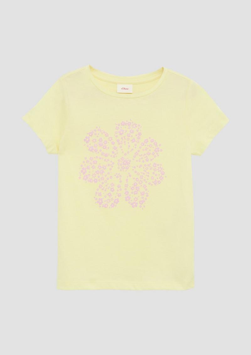 s.Oliver T-Shirt mit Glitzerprint - helles zitrone
