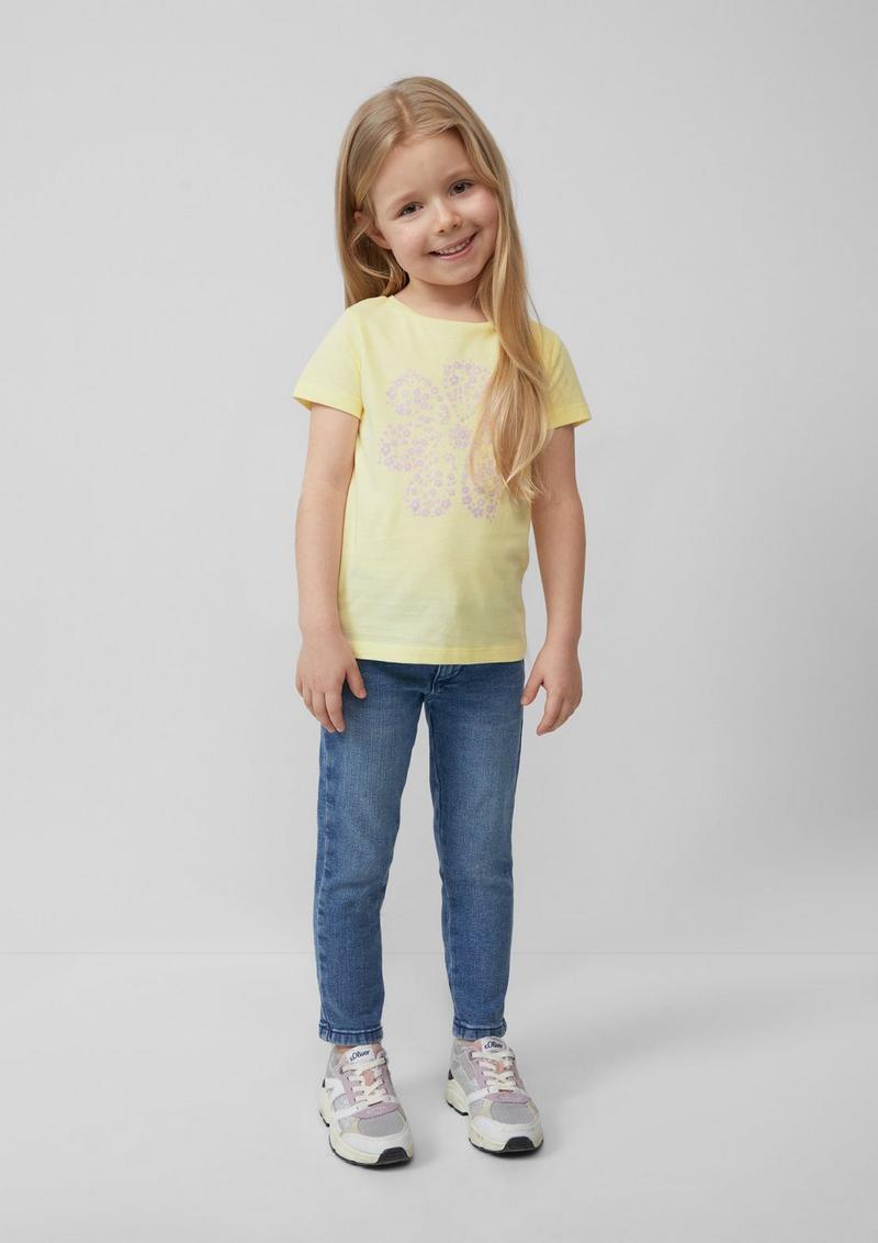 s.Oliver T-Shirt mit Glitzerprint - helles zitrone